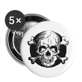 Totenkopf - Buttons groß 56 mm (5er Pack) - Weiß - Vorne