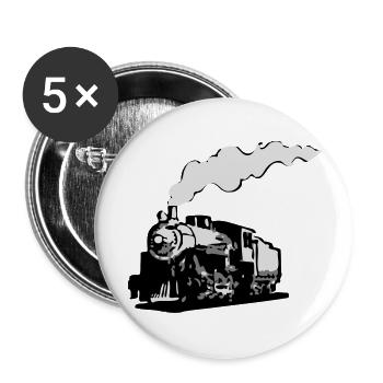 dampflok eisenbahn lokomotive romantik - Buttons groß 56 mm (5er Pack) - Weiß - Vorne