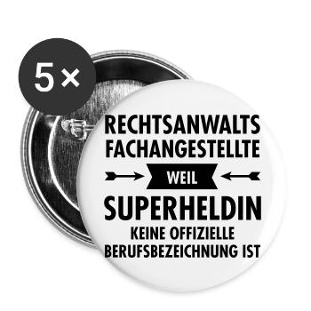 Rechtsanwaltsfachangestellte - Superheldin - Buttons groß 56 mm (5er Pack) - Weiß - Vorne