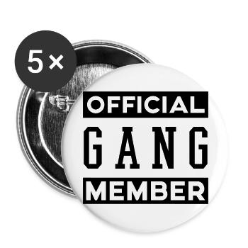 OFFICIAL GANG MEMBER - Buttons large 2.2''/56 mm (5-pack) - white - Front
