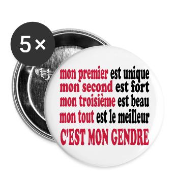 Mon gendre est beau - Buttons large 2.2''/56 mm (5-pack) - white - Front
