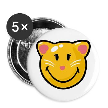 Smiley Cat - Buttons groß 56 mm (5er Pack) - Weiß - Vorne