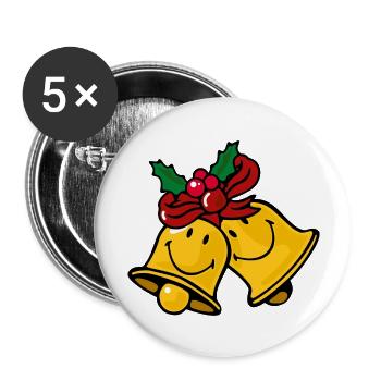 Smiley Christmas Bells - Buttons groß 56 mm (5er Pack) - Weiß - Vorne
