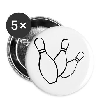 bowling kegelclub - Buttons groß 56 mm (5er Pack) - Weiß - Vorne