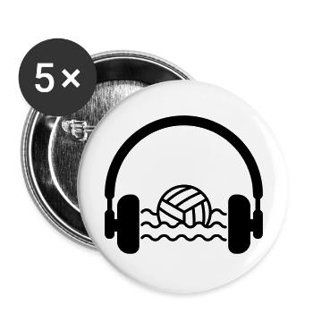 Wasserball / Waterpolo / Water Polo / Sport - Buttons groß 56 mm (5er Pack) - Weiß - Vorne