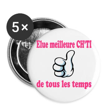 Elue meilleure ch'ti de tous les temps - Lot de 5 grands badges (56 mm) - blanc - Devant