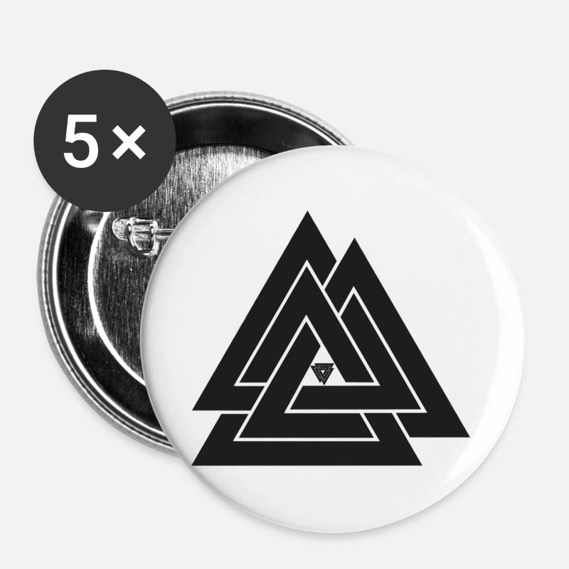 Valknut viking symbol - Buttons large 2.2''/56 mm (5-pack) - white