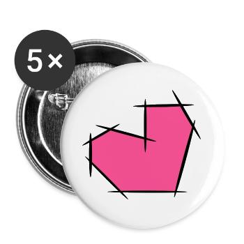 Heart of lines - Buttons large 2.2''/56 mm (5-pack) - white - Front