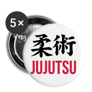 Jujutsu / Ju-jitsu / Jūjutsu / Kampfkünste / Kampf - Buttons groß 56 mm (5er Pack) - Weiß - Vorne