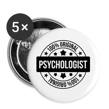 Psychologue / Psychiatre / Travail / Psychanalyste - Lot de 5 grands badges (56 mm) - blanc - Devant