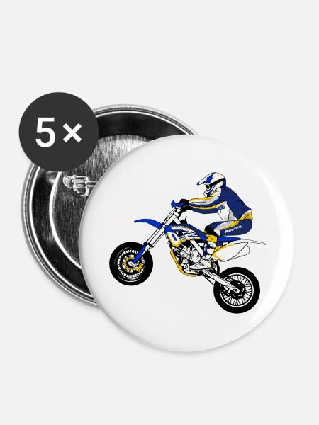 Supermoto - Buttons groß 56 mm (5er Pack) - Weiß