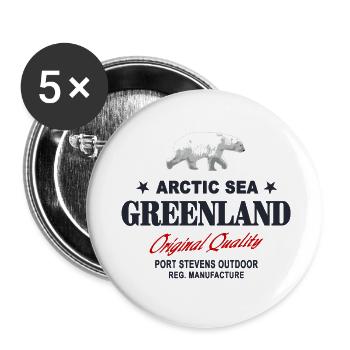 Greenland - Polar Bear - Grönland - Eisbär - Buttons groß 56 mm (5er Pack) - Weiß - Vorne