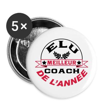 Elu meilleur coach de l'année - Lot de 5 grands badges (56 mm) - blanc - Devant