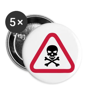 skull danger triangle panel 280) - Buttons large 2.2''/56 mm (5-pack) - white - Front