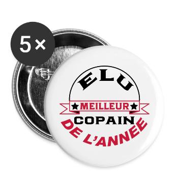 Elu meilleur copain de l'année - Lot de 5 grands badges (56 mm) - blanc - Devant
