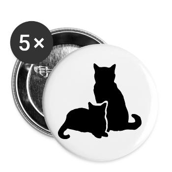 zwei Katzen - two cats - Buttons groß 56 mm (5er Pack) - Weiß - Vorne