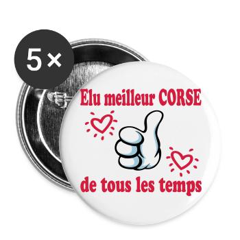 Elu meilleur corse de tous les temps - Lot de 5 grands badges (56 mm) - blanc - Devant