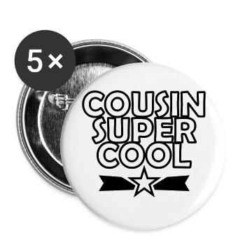 Oncle / Tante / Cousin / Cousine - Lot de 5 grands badges (56 mm) - blanc - Devant