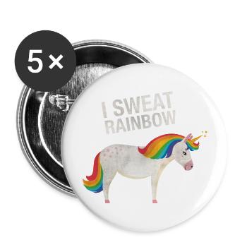 I Sweat Rainbow | Cool Unicorn Retro Vintage Style - Buttons large 2.2''/56 mm (5-pack) - white - Front