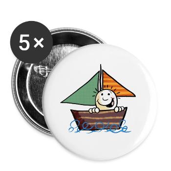 Kind aufm Boot - Buttons groß 56 mm (5er Pack) - Weiß - Vorne