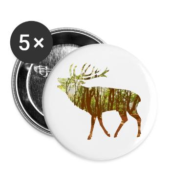 cerf - Lot de 5 grands badges (56 mm) - blanc - Devant