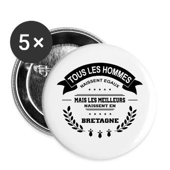 T-shirt breton Bretagne - Lot de 5 grands badges (56 mm) - blanc - Devant
