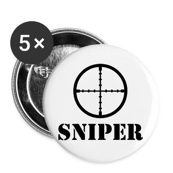 Scharfschützent-shirt Entwurf Scharfschützescharfschütze - Buttons groß 56 mm (5er Pack) - Weiß - Vorne
