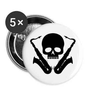 Saxofon / Totenkopf / Skull / Sax - Buttons groß 56 mm (5er Pack) - Weiß - Vorne