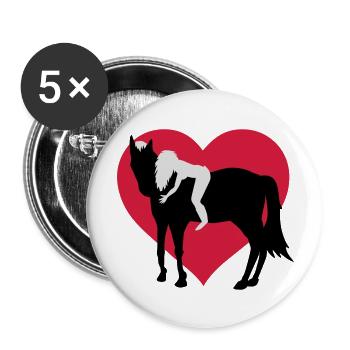 Reiterin und Pferd - Buttons groß 56 mm (5er Pack) - Weiß - Vorne