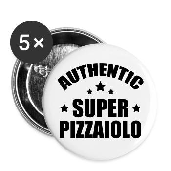 pizza / pizzaiolo / chef / italie / pizzaiola - Lot de 5 grands badges (56 mm) - blanc - Devant