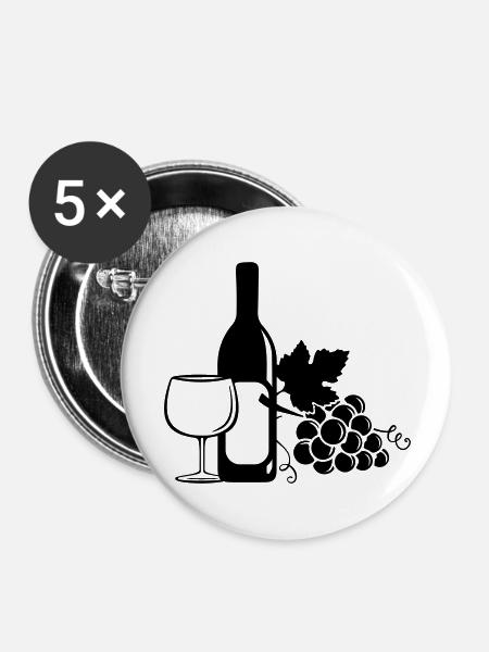 wine bottle grapes - Buttons groß 56 mm (5er Pack) - Weiß