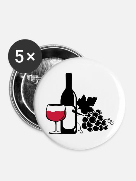 wine bottle grapes - Buttons groß 56 mm (5er Pack) - Weiß