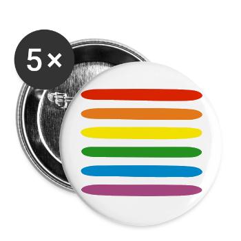 Regenbogen - Buttons groß 56 mm (5er Pack) - Weiß - Vorne