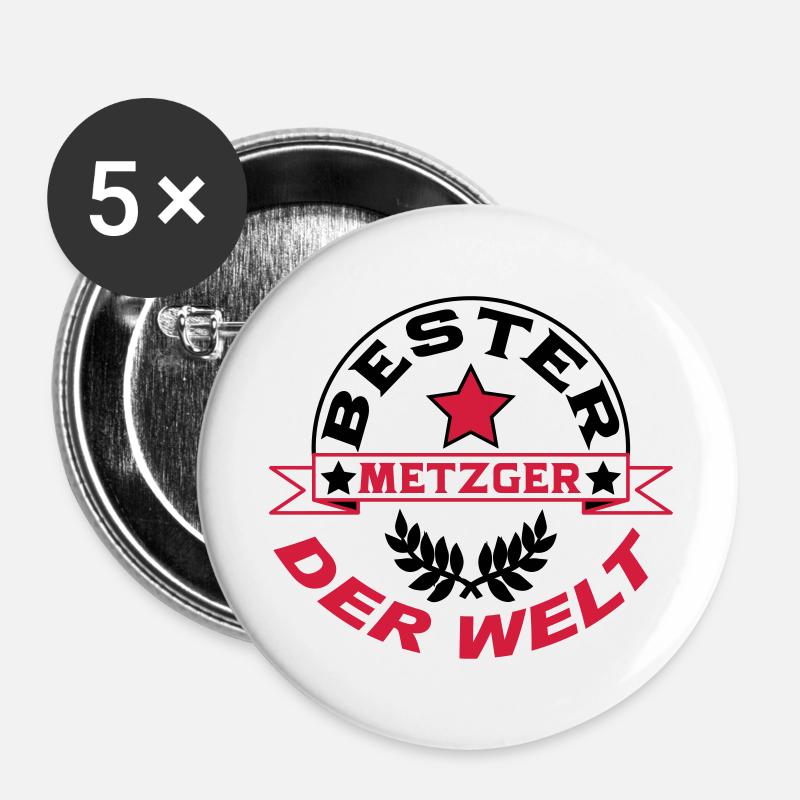 Metzger / Backer / Butcher / Baker / Vati - Buttons large 2.2''/56 mm (5-pack) - white