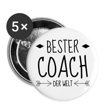 Coach / Coaching / Trainer / Sport - Buttons groß 56 mm (5er Pack) - Weiß - Vorne