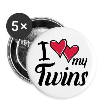 i love my twins hearts - Buttons groß 56 mm (5er Pack) - Weiß - Vorne