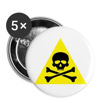 panneau danger tete de mort crane os - Lot de 5 grands badges (56 mm) - blanc - Devant