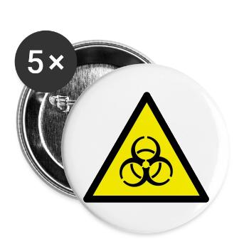 Warnung vor Biogefährung - Buttons groß 56 mm (5er Pack) - Weiß - Vorne