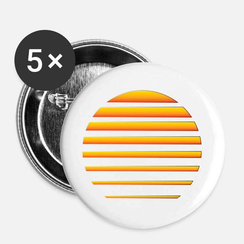 Sun sunrise sunset retro - Buttons large 2.2''/56 mm (5-pack) - white
