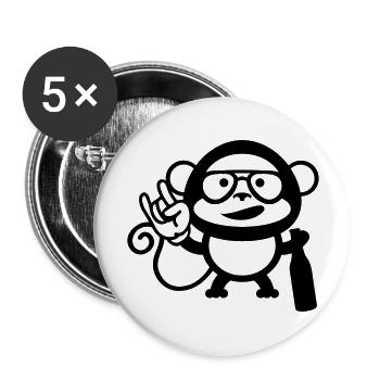 monkey party cool - Buttons groß 56 mm (5er Pack) - Weiß - Vorne