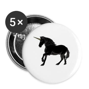 Wild unicorn, the rare black - Buttons large 2.2''/56 mm (5-pack) - white - Front