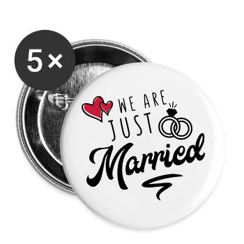 we are just married - Buttons groß 56 mm (5er Pack) - Weiß - Vorne