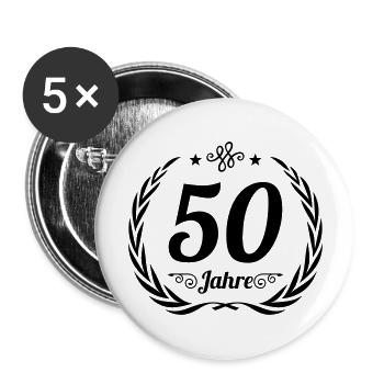 50 jahre kranz - Buttons groß 56 mm (5er Pack) - Weiß - Vorne