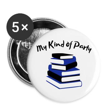 My Kind of Party - Book Nerd, 2 colors - Buttons large 2.2''/56 mm (5-pack) - white - Front
