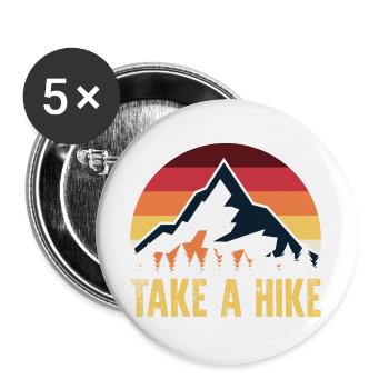 Take a Hike: Retro Mountain Sunset - Buttons large 2.2''/56 mm (5-pack) - white - Front