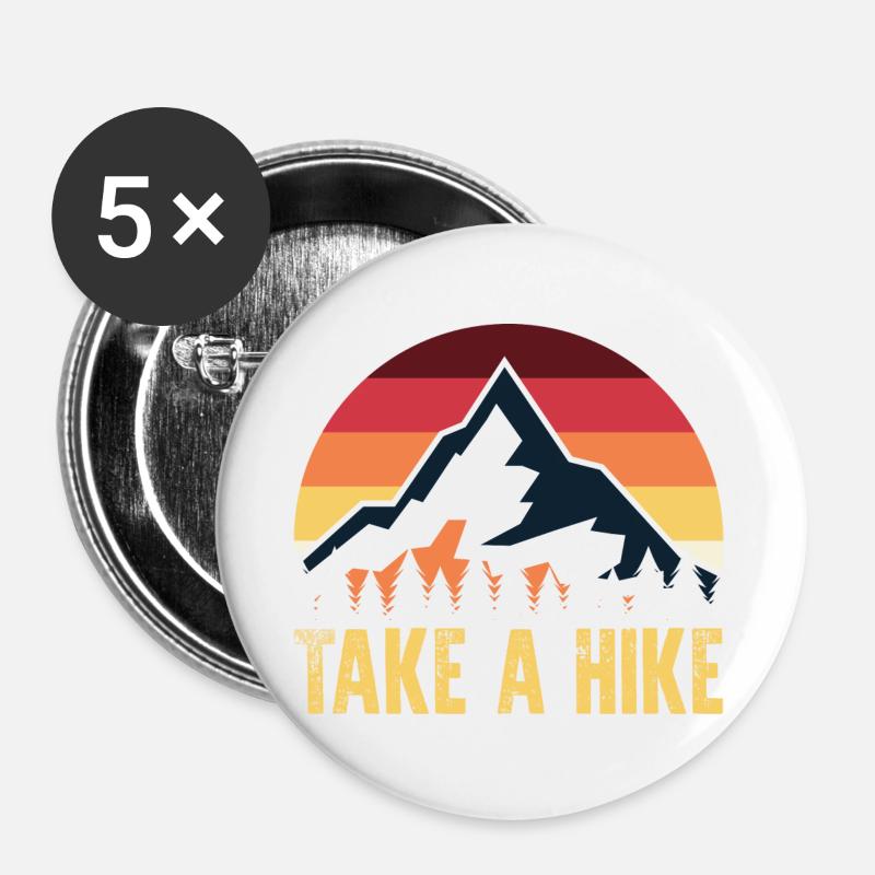 Take a Hike: Retro Mountain Sunset - Buttons large 2.2''/56 mm (5-pack) - white