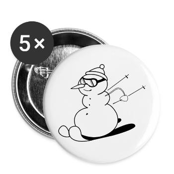 ski_snowman_01 - Buttons groß 56 mm (5er Pack) - Weiß - Vorne