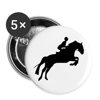 pferd reiten reiterin silhouette - Buttons groß 56 mm (5er Pack) - Weiß - Vorne