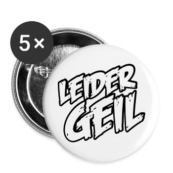 leider_geil - Buttons groß 56 mm (5er Pack) - Weiß - Vorne