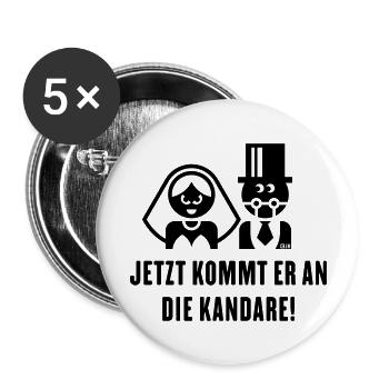 Jetzt Kommt Er An Die Kandare! (Braut JGA Reiten) - Buttons groß 56 mm (5er Pack) - Weiß - Vorne